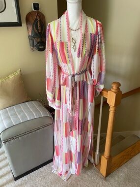 THE KEMIST-LANAI BELL SLEEVE DUSTER/LANAI PRINTED PANTS  NWOT